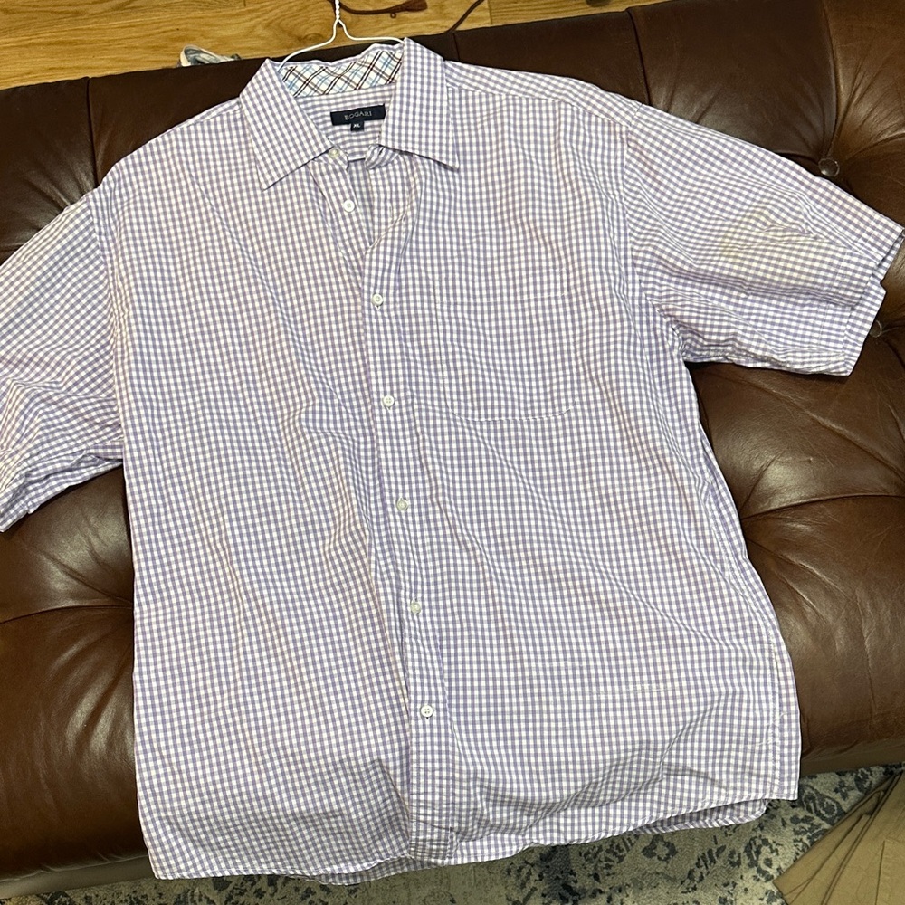 Casual Purple Checkered Button Down Shirt